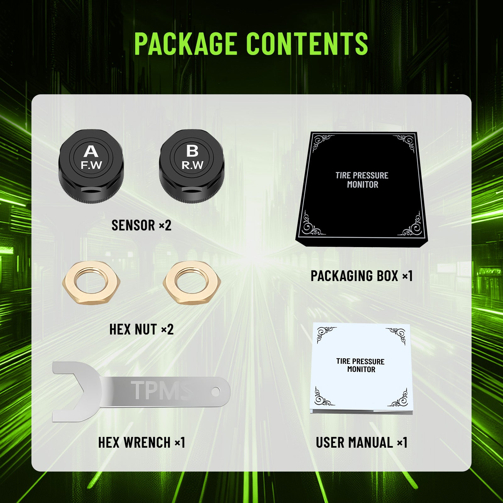 Motorcycle Bluetooth TPMS Tire Pressure Monitoring System, Wireless Bluetooth 5.0 Connect to Phone APP, Real-Time Tire Pressure & Temperature Display with Alarm, IP67 Waterproof External Sensors for Motorbike Scooter ATV