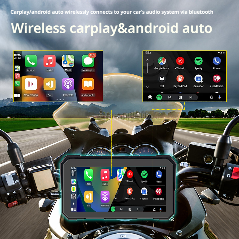 AotuLink 6-Inch Motorcycle Smart Display with Ride Dash Cam – Wireless CarPlay & Android Auto |  IP67 Waterproof | HD Touchscreen | Easy Install | Supports Siri & Google Assistant