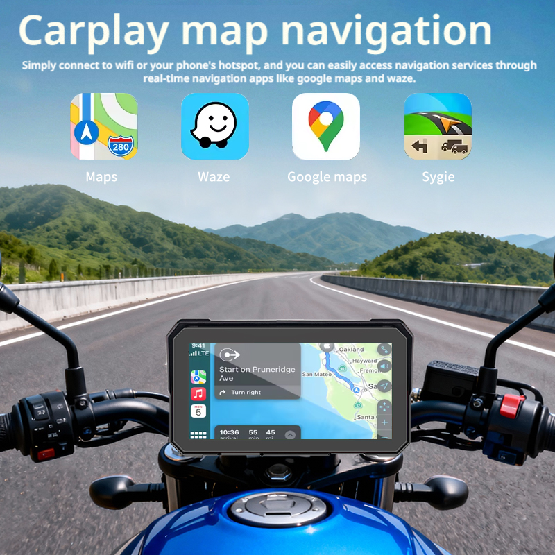AotuLink 6-Inch Motorcycle Smart Display with Ride Dash Cam – Wireless CarPlay & Android Auto |  IP67 Waterproof | HD Touchscreen | Easy Install | Supports Siri & Google Assistant