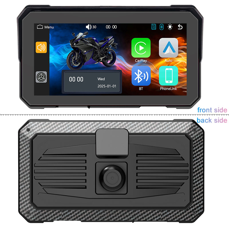 AotuLink 6-Inch Motorcycle Smart Display with Ride Dash Cam – Wireless CarPlay & Android Auto |  IP67 Waterproof | HD Touchscreen | Easy Install | Supports Siri & Google Assistant