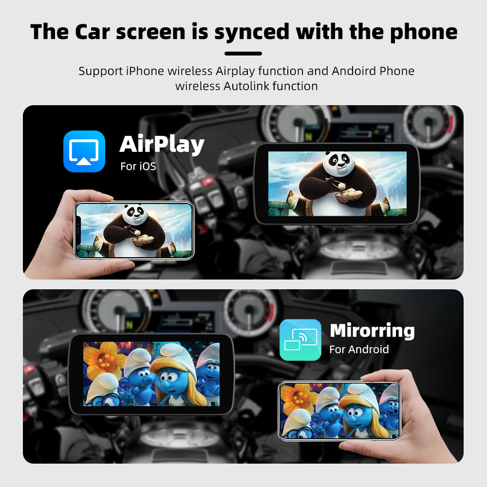 6-Inch Smart Motorcycle Display, Wireless Apple CarPlay & Android Auto, Built-in TPMS, Navigation Support, Siri & Google Assistant, Quick-Release Bracket, IP67 Waterproof