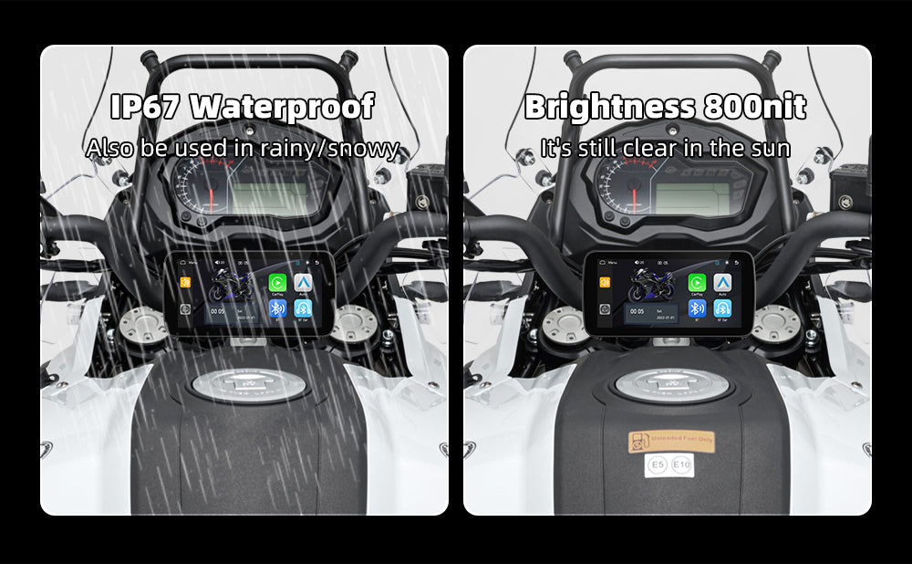 6-Inch Smart Motorcycle Display, Wireless Apple CarPlay & Android Auto, Built-in TPMS, Navigation Support, Siri & Google Assistant, Quick-Release Bracket, IP67 Waterproof
