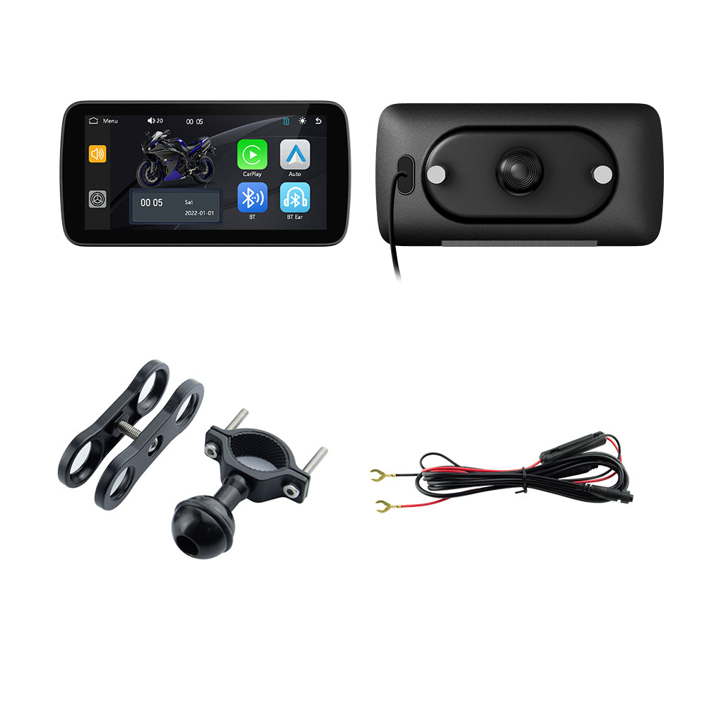 6-Inch Smart Motorcycle Display, Wireless Apple CarPlay & Android Auto, Built-in TPMS, Navigation Support, Siri & Google Assistant, Quick-Release Bracket, IP67 Waterproof
