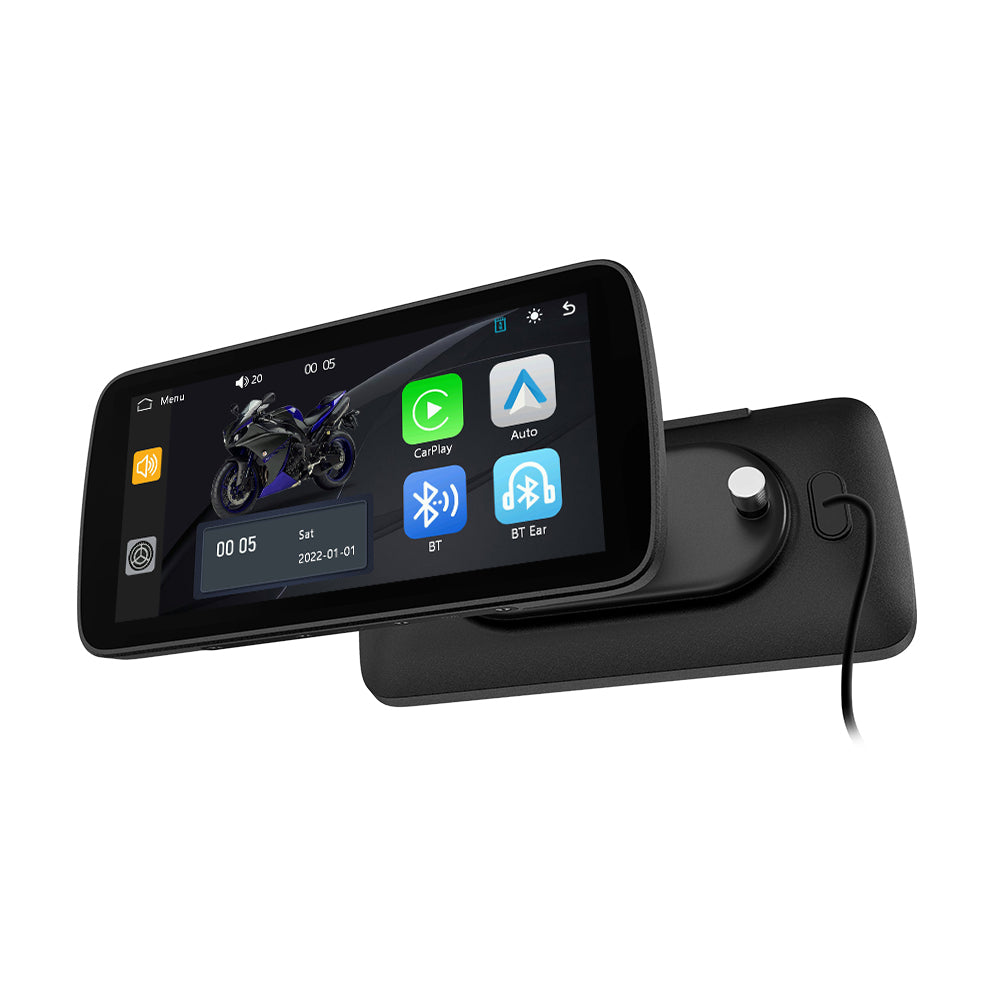 6-Inch Smart Motorcycle Display, Wireless Apple CarPlay & Android Auto, Built-in TPMS, Navigation Support, Siri & Google Assistant, Quick-Release Bracket, IP67 Waterproof