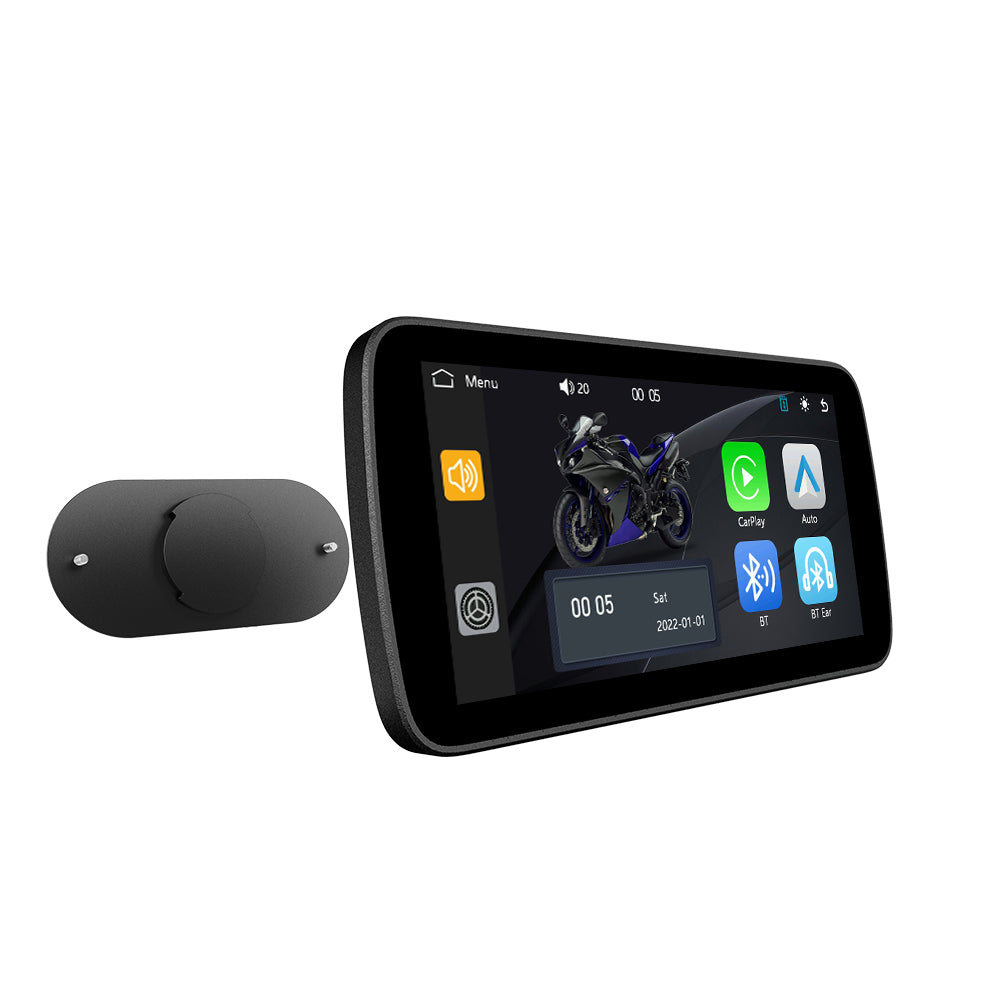 6-Inch Smart Motorcycle Display, Wireless Apple CarPlay & Android Auto, Built-in TPMS, Navigation Support, Siri & Google Assistant, Quick-Release Bracket, IP67 Waterproof